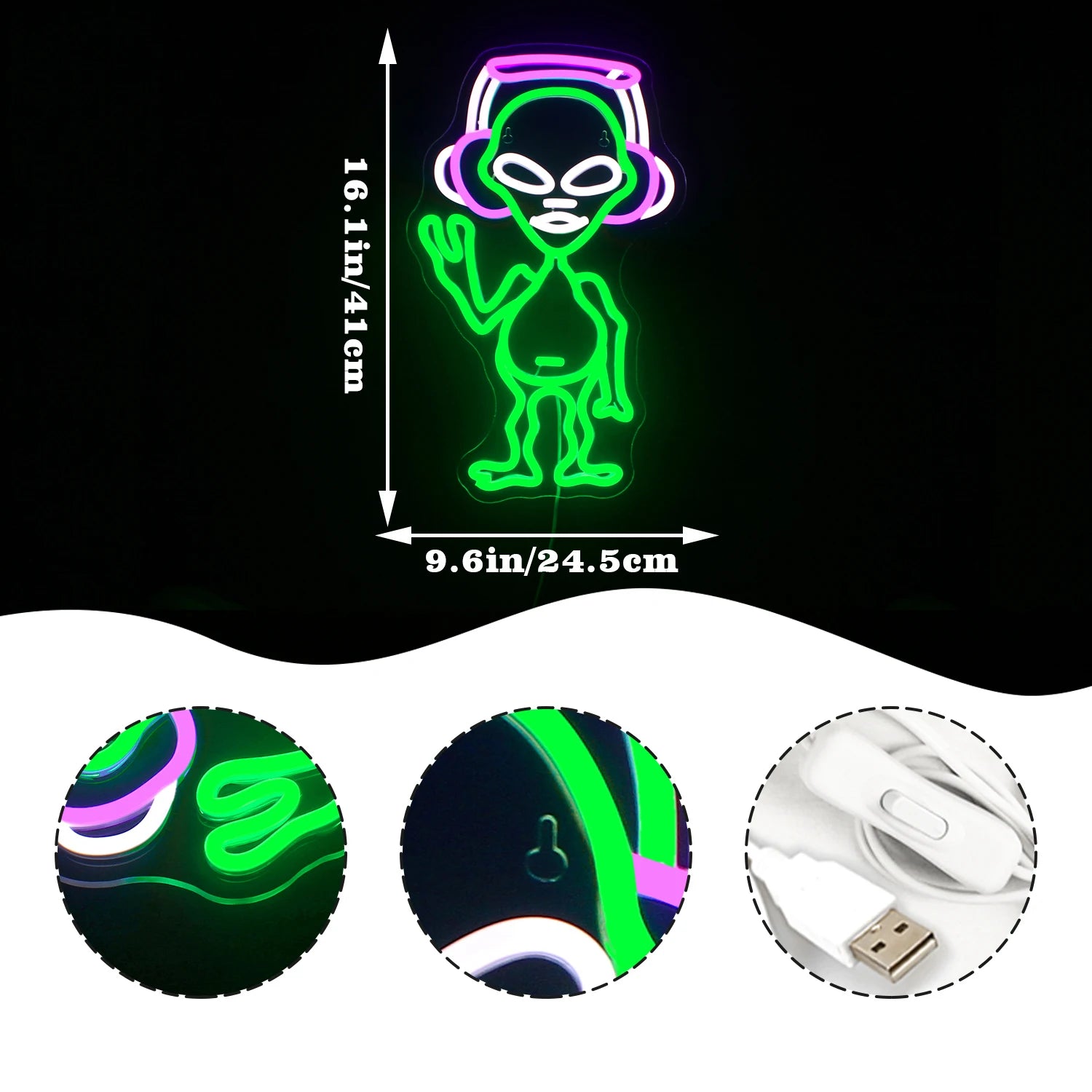 Alien Musik 5V USB LED Neon Schild - Preisgünstig