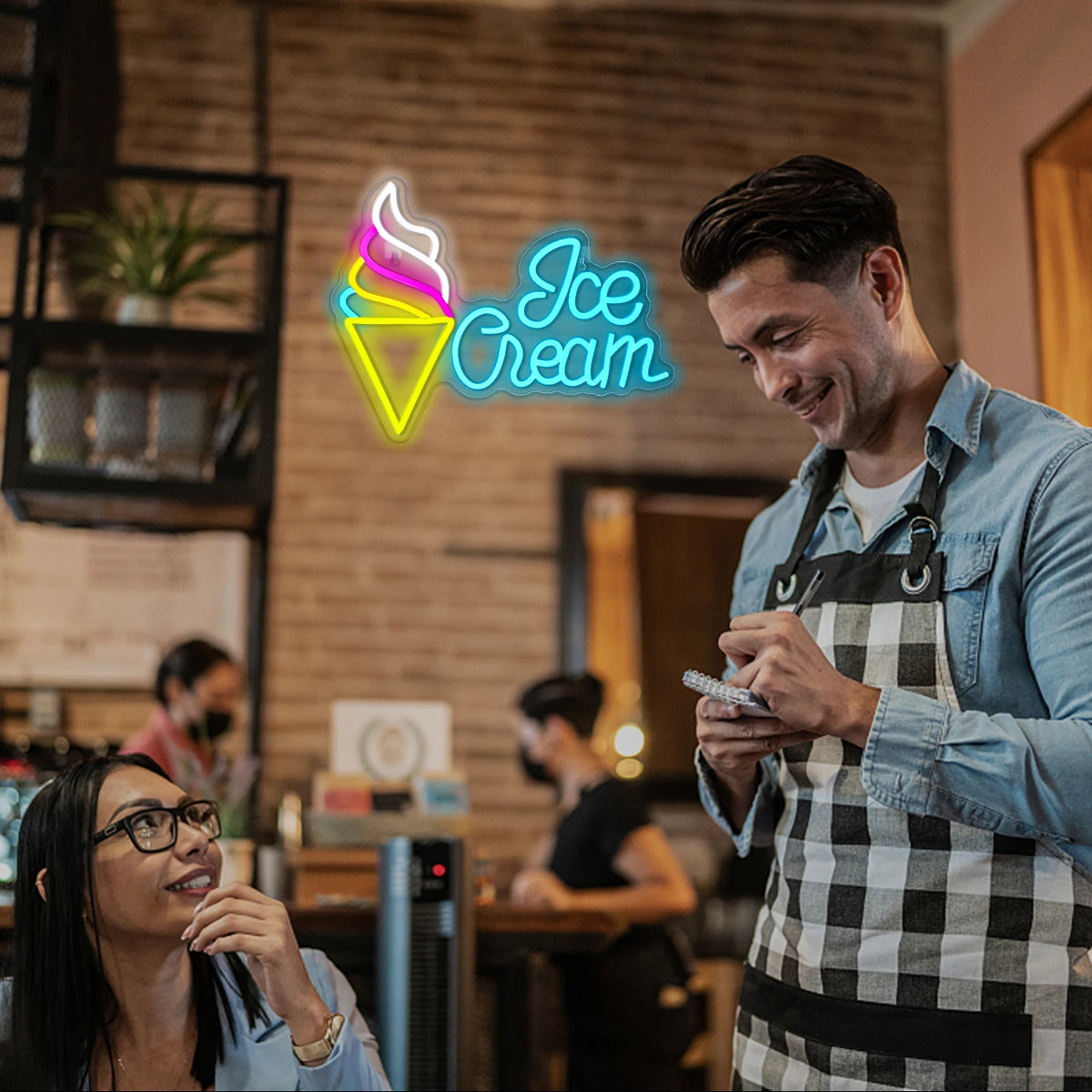 Ice Cream – Eistüte seitlich – LED-Leuchtschild (5 V USB)