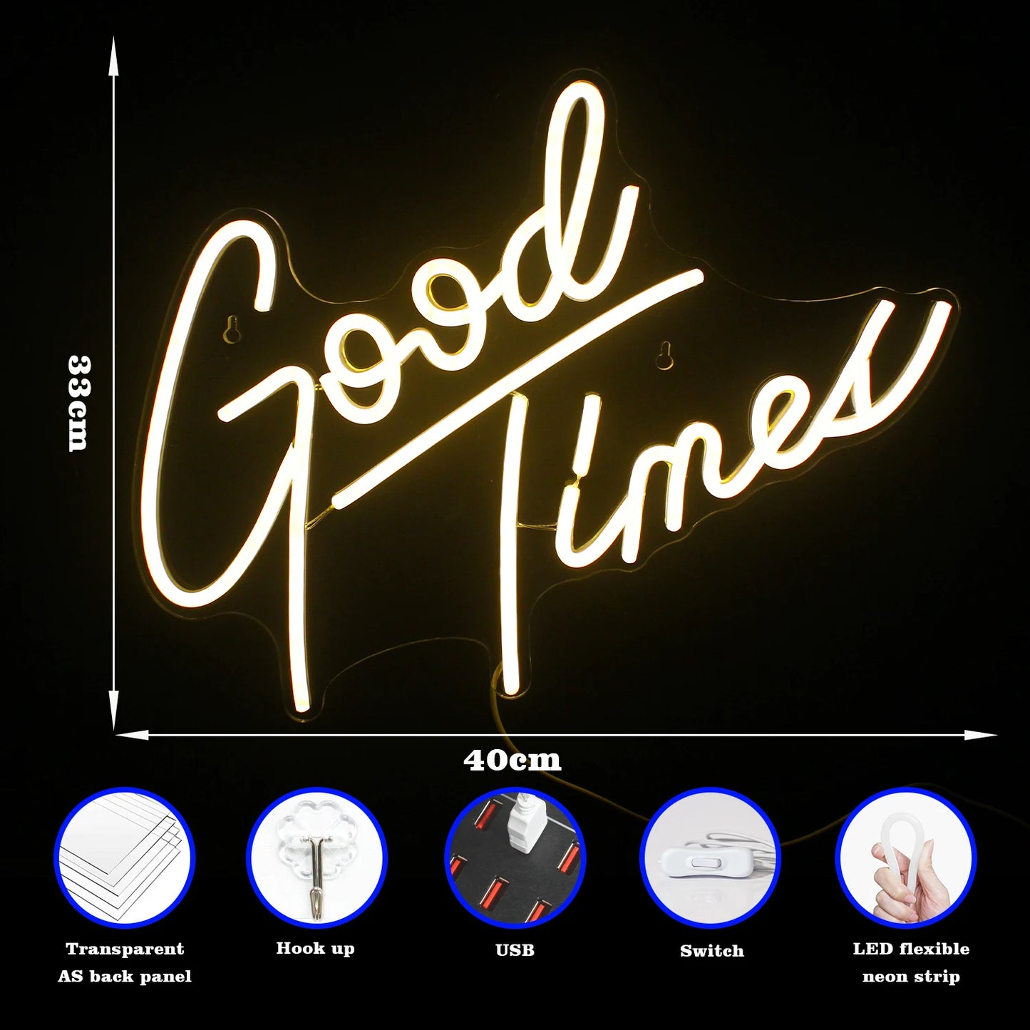 Good Times 5V Mini USB LED Neon Sign - Budget Friendly