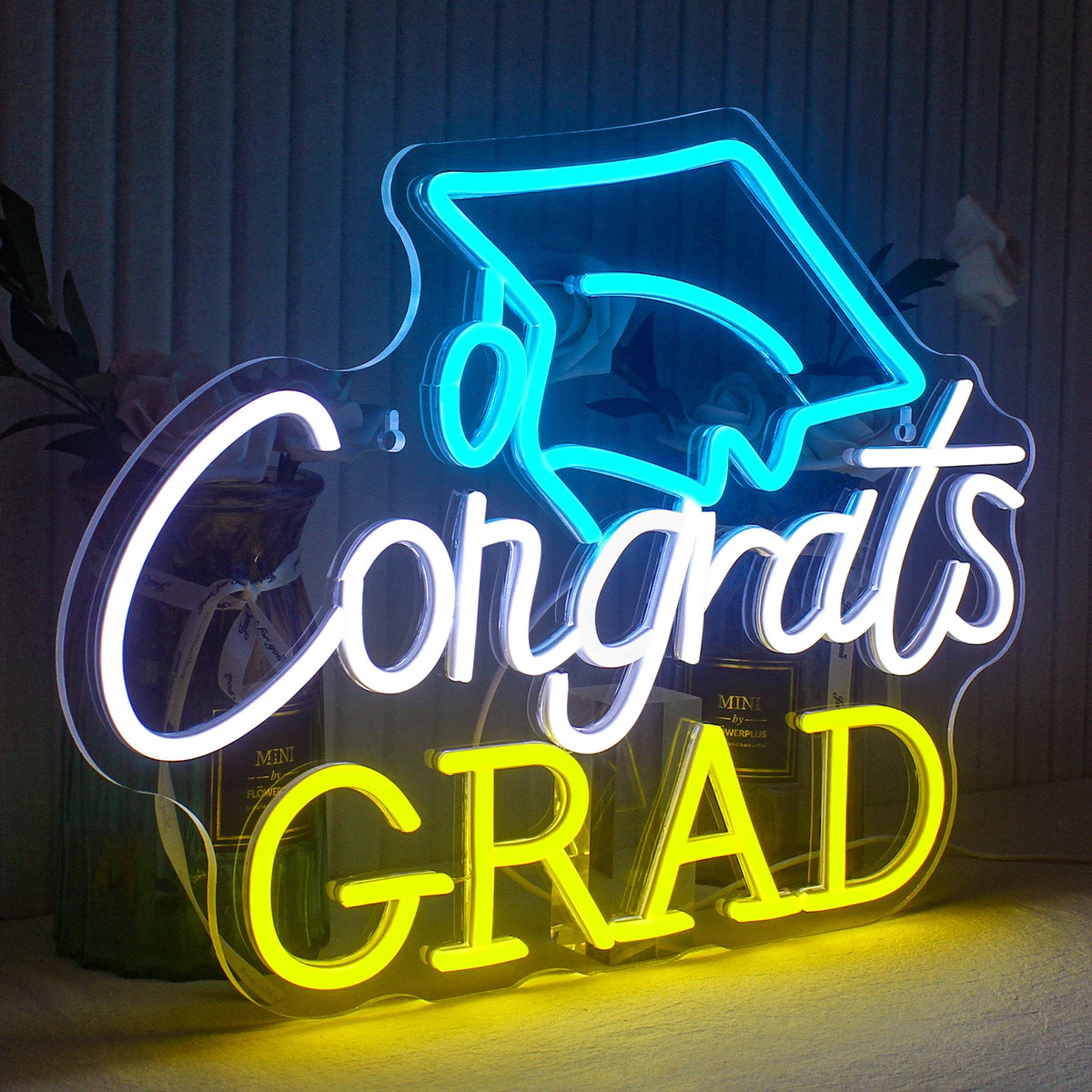 Congrats GRAD – Absolventenhut – LED-Neonschild (5 V USB)