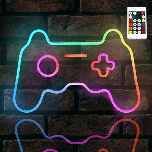 A vibrant LED neon sign designed for gaming enthusiasts.