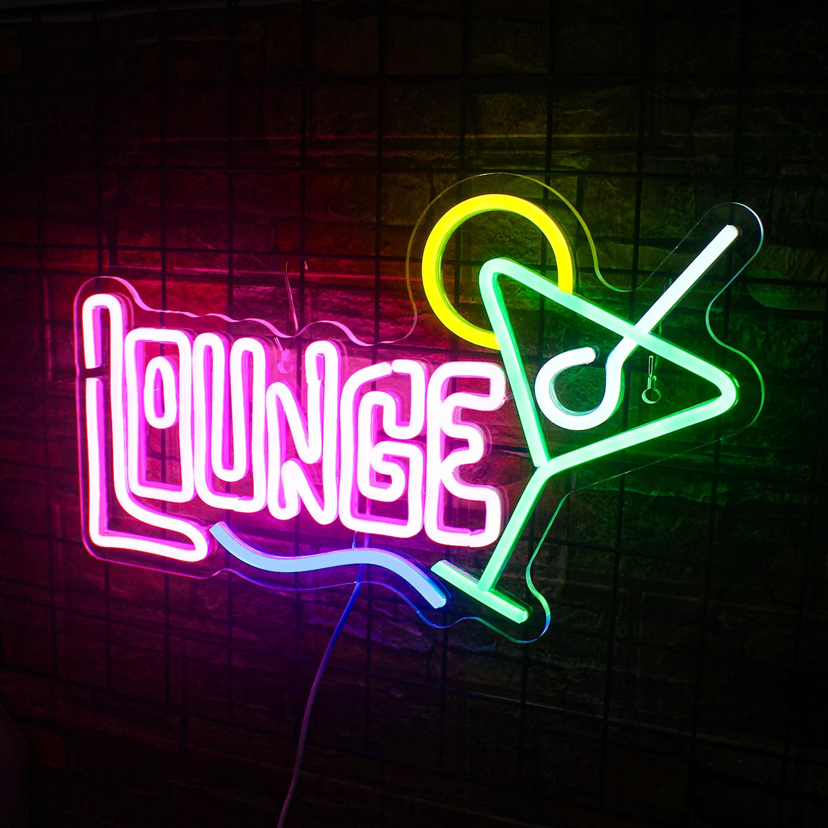 LOUNGE – Martiniglas – LED-Leuchtschild (5 V USB)