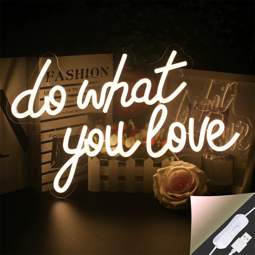 Do What You Love – Herz – LED-Neonschild (5 V USB)