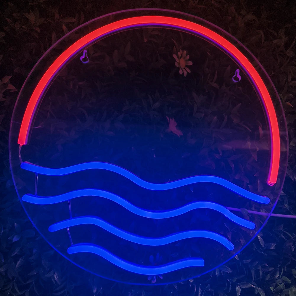 Sunset & Sea 5V Mini USB LED Neon Sign - Budget Friendly