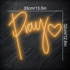 Pray – Herz als Kirchendekoration – LED-Neonschild (5 V USB)