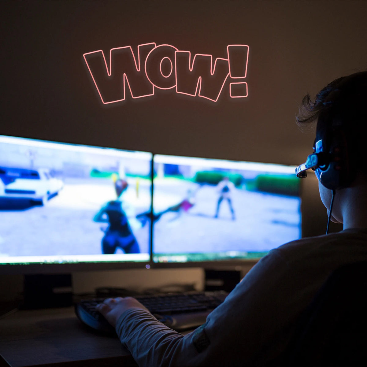 WOW – Comic-Explosion, neues Design – LED-Neonschild (5 V USB)