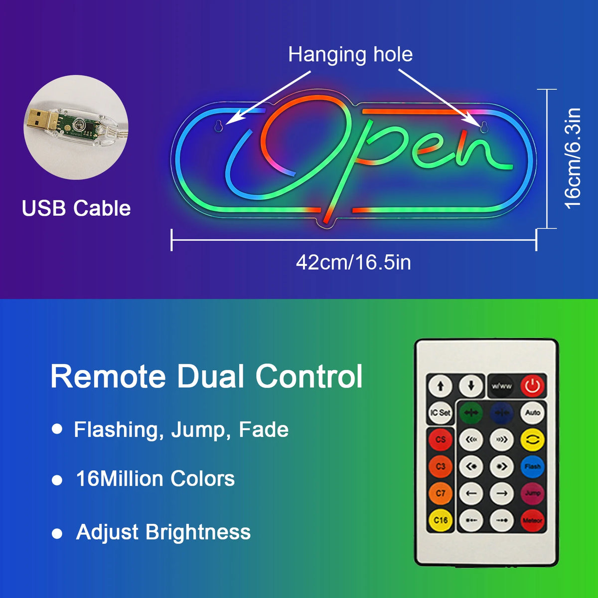 RGB Open – LED-Neonschild (5 V USB)