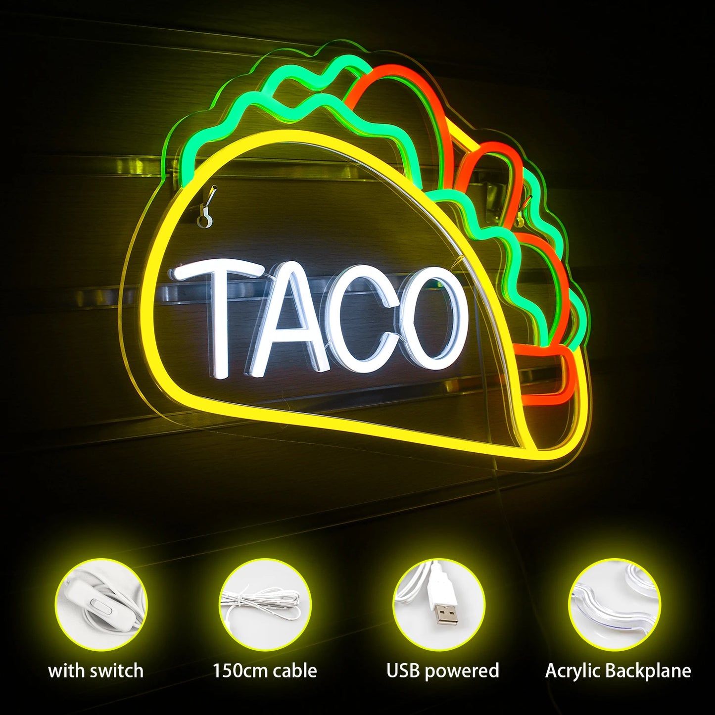 Tacos 5V Mini USB LED Neon Sign - Budget Friendly