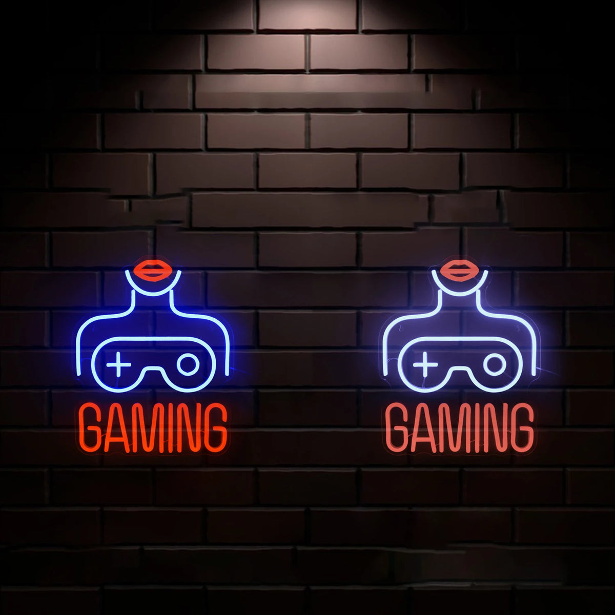 GAMING – Frau und Gamecontroller – LED-Neonschild (5 V USB)