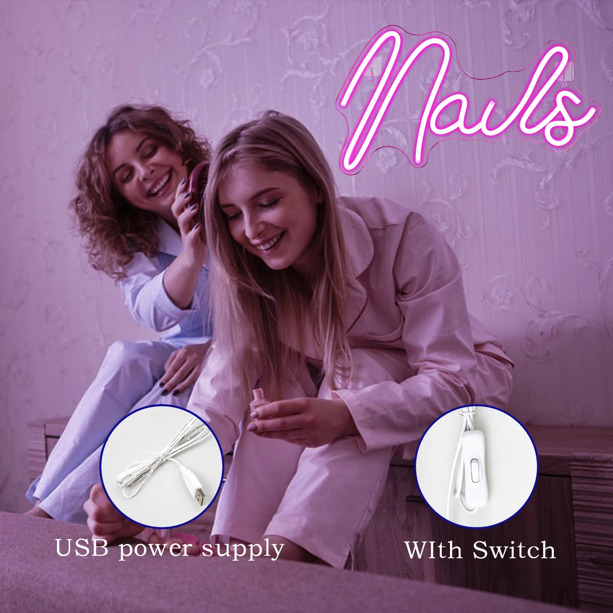 Nails – LED-Neonschild (5 V USB)