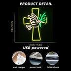 Cross and Dove of Peace 5V USB LED Neon Sign - Budget Friendly