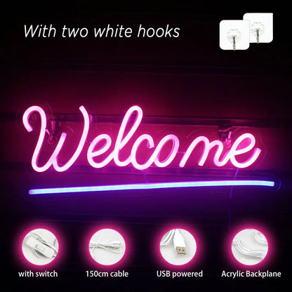 Willkommen 5V USB LED Leuchtschild - Preisgünstig