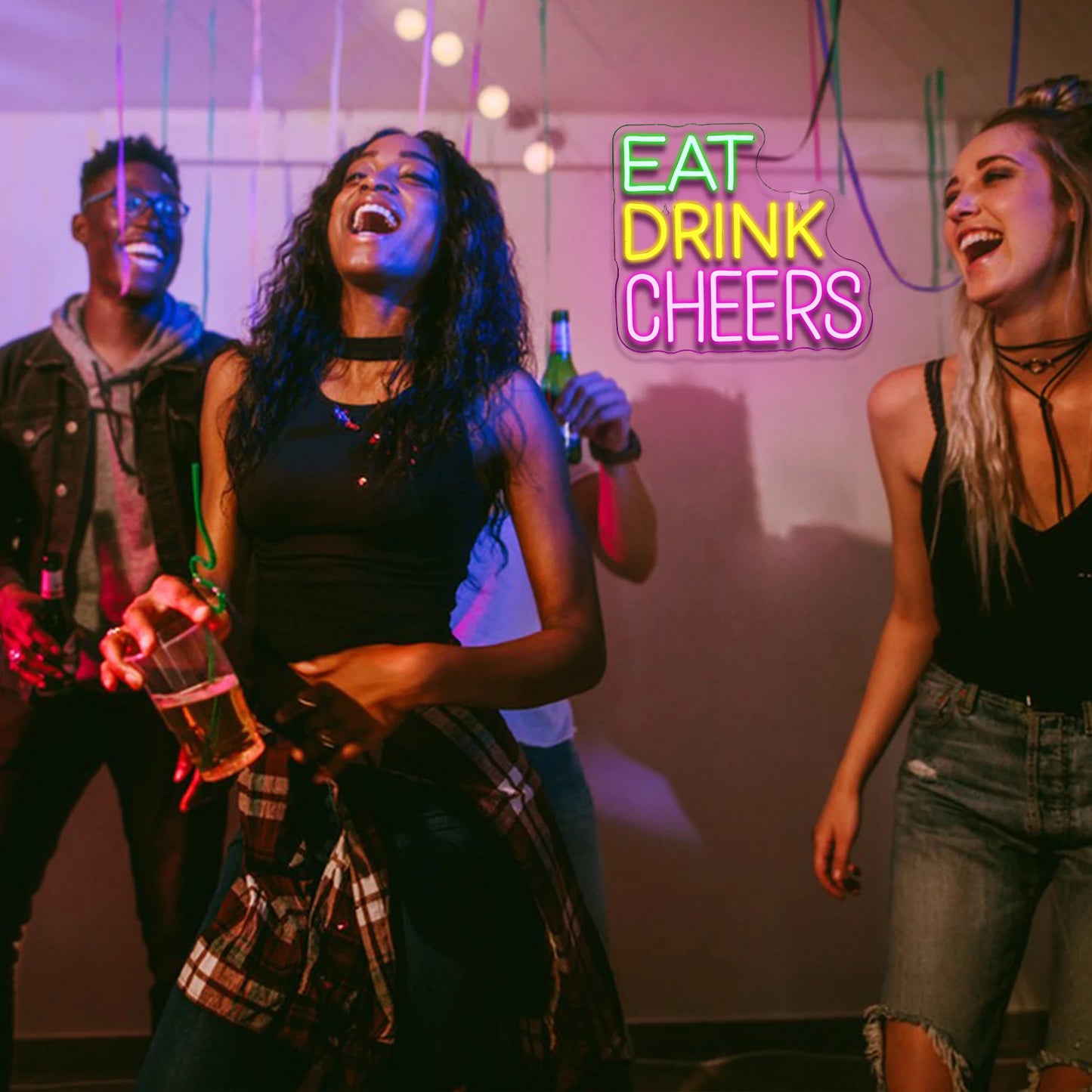 Eat Drink Cheers 5V Mini USB  LED Neon Sign - Budget Friendly