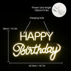 Happy Birthday – LED-Neon-Schriftzug (5 V USB)