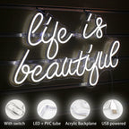 Life is Beautiful 5V USB LED Neon Sign - Budget Friendly