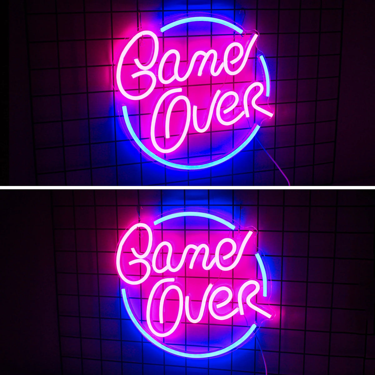 Game Over – Runde Umrandung – LED-Neonschild (5 V USB)