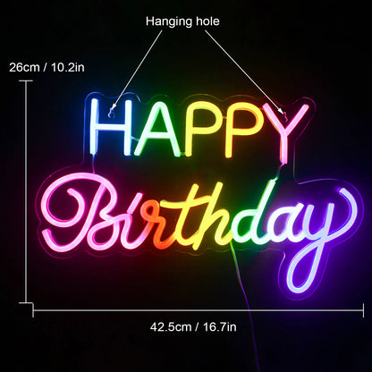 Led Happy Birthday Colour 5V Mini USB LED Neon Sign - Budget Friendly