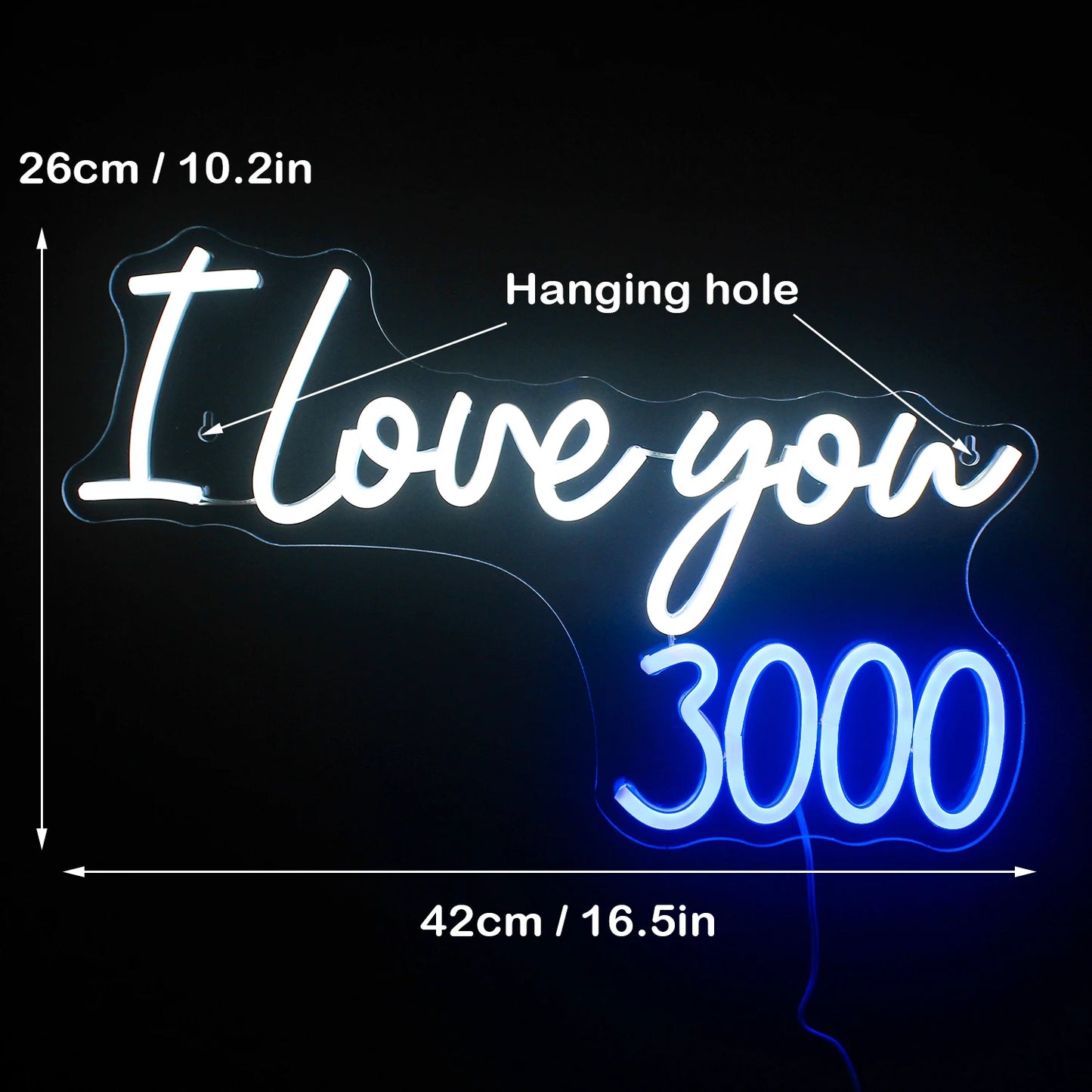 I Love You 3000 Times 5V Mini USB LED Neon Sign - Budget Friendly