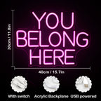 You Belong Here 5V USB LED Neon Sign - Budget Friendly