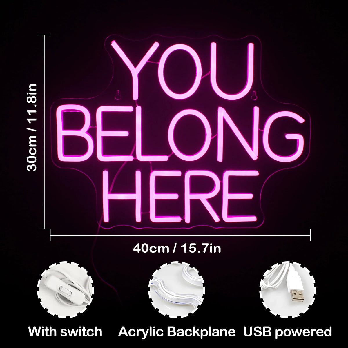 You Belong Here – LED-Neon-Schriftzug (5 V USB)