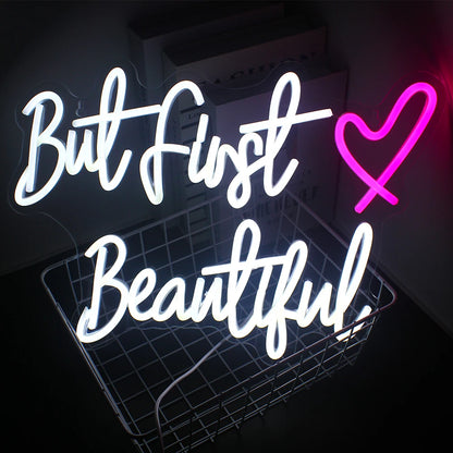 But First Beautiful 5V Mini USB LED Neon Sign - Budget Friendly