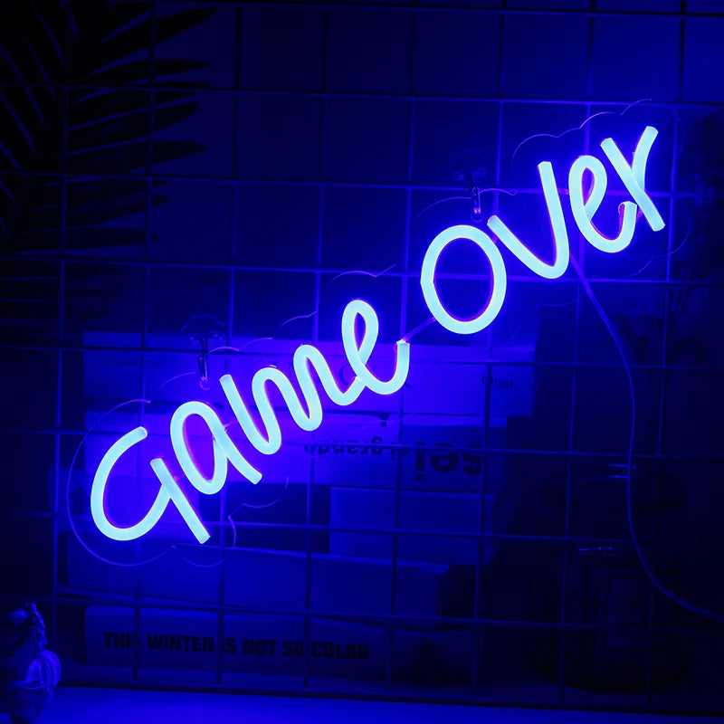 Game Over 5V Mini USB LED Neon Sign - Budget Friendly