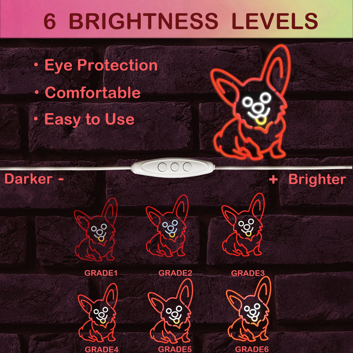 Roter Corgi – LED-Neonschild (5 V USB)