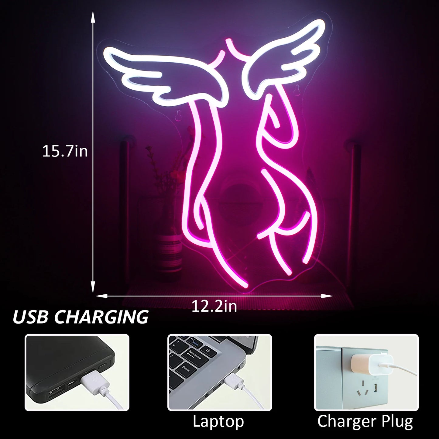 Angel 5V Mini USB LED Neon Sign - Budget Friendly