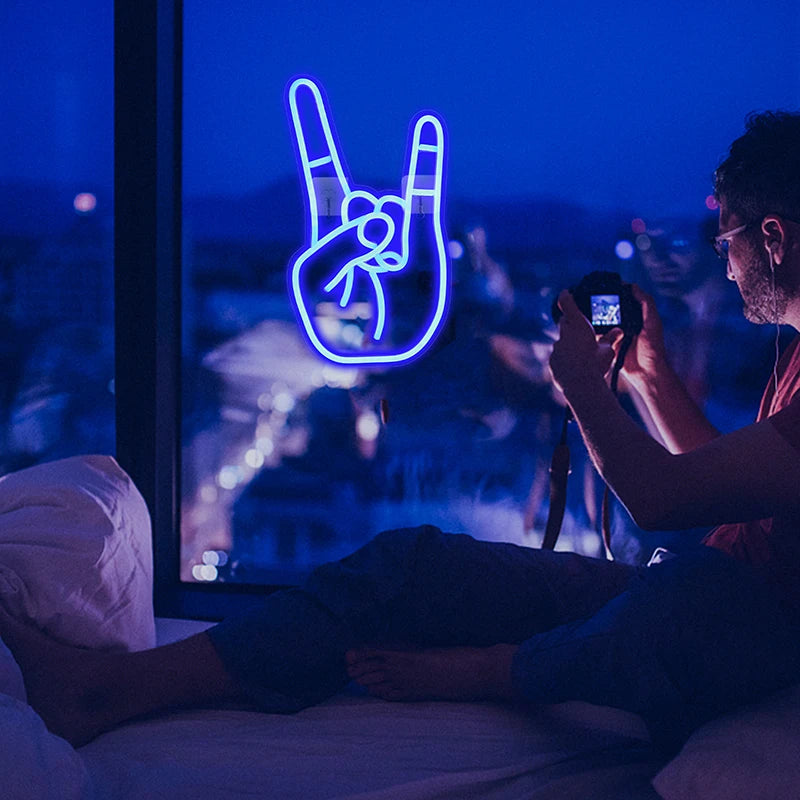 Rock-Handzeichen – LED-Neonschild (5 V USB)
