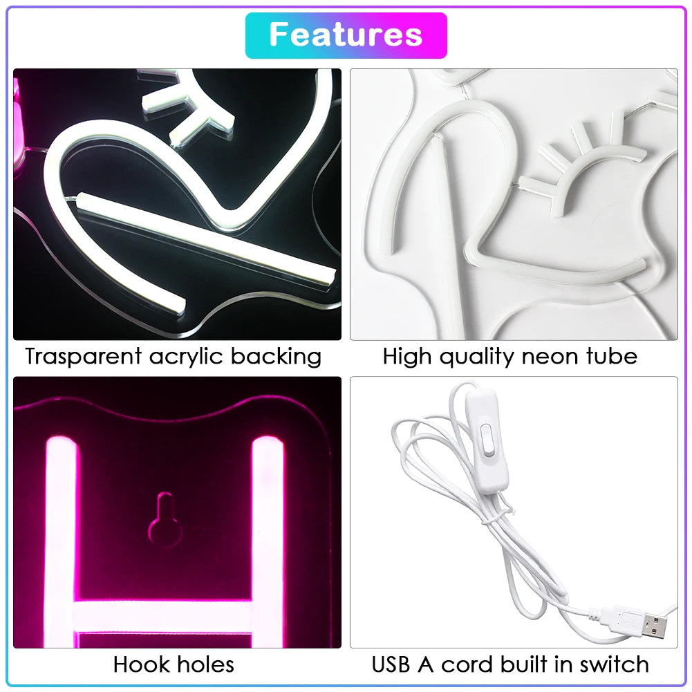 Lash Room 5V Mini USB LED Neon Sign - Budget Friendly