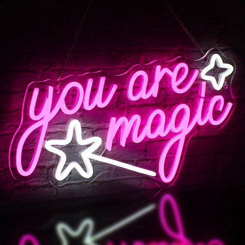 you are magic – Zauberstab und Sterne – LED-Neonschild (5 V USB)