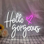 Hello Gorgeous – Herz – LED-Leuchtschild (5 V USB)