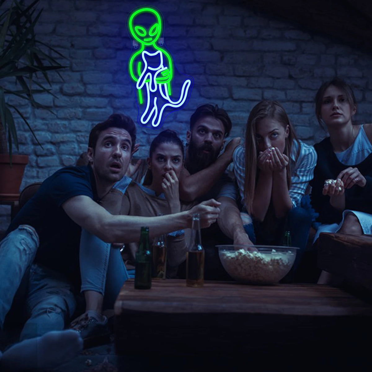 Grüner Außerirdischer – LED-Neonschild (5 V USB)