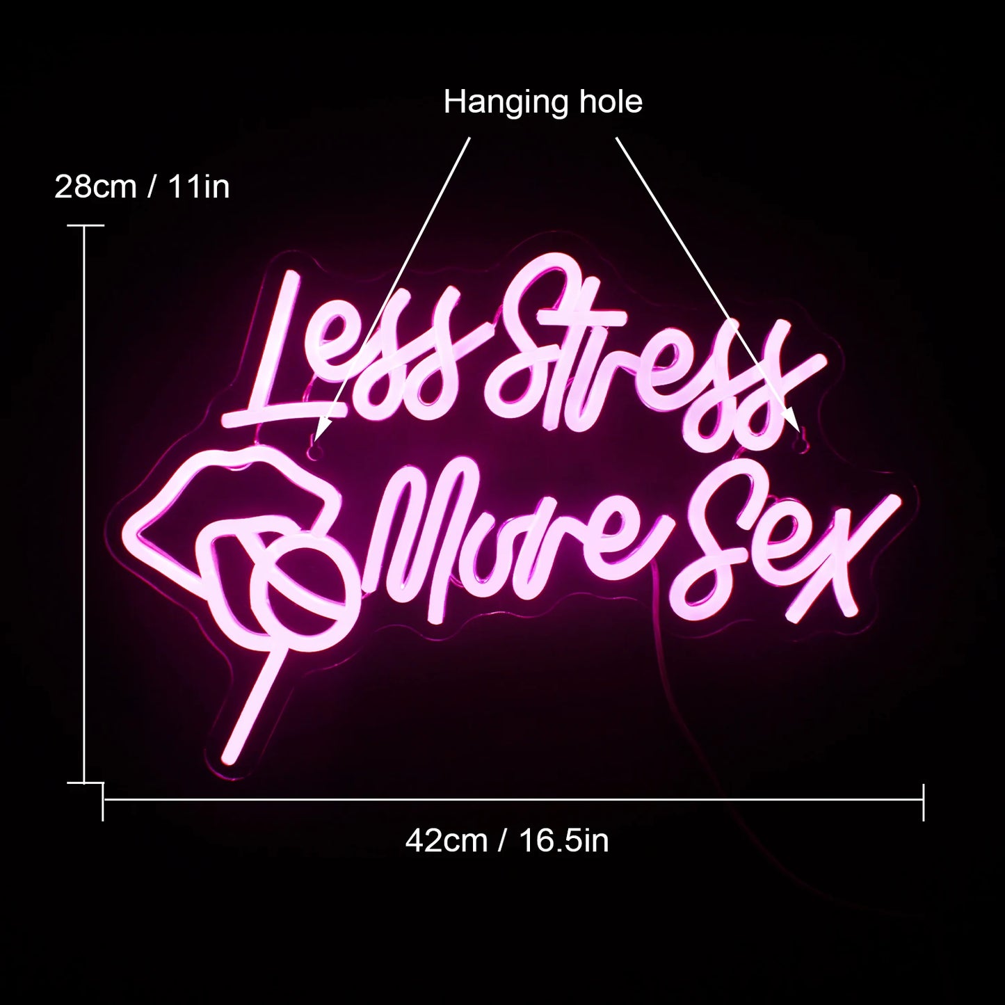 Less Stress More Sex 5V Mini USB LED Neon Sign - Budget Friendly