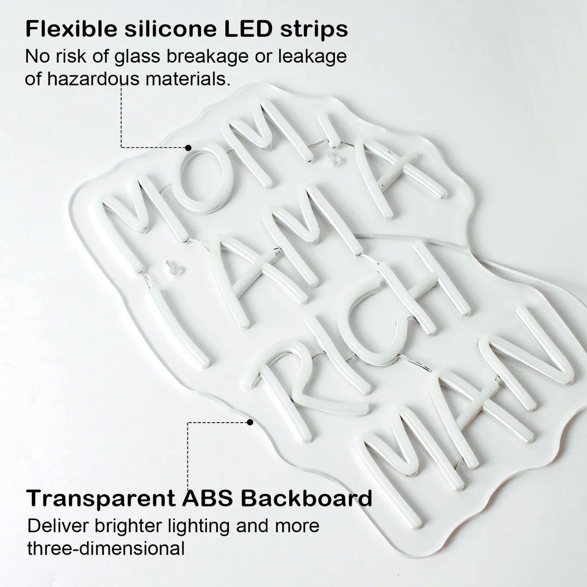 Mom I Am A Rich Man 5V USB LED Neon Sign - Budget Friendly