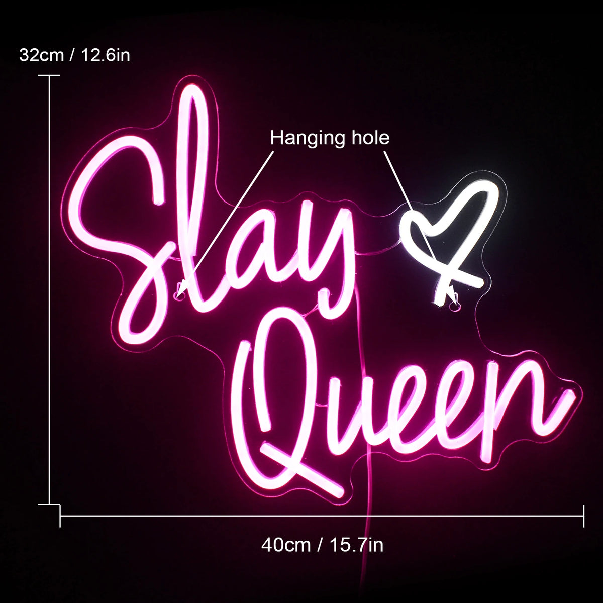 Slay Queen – Herz – LED-Neonschild (5 V USB)