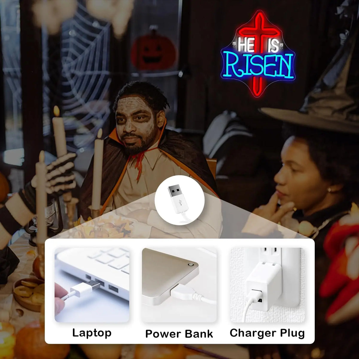 He Is Risen 5V USB LED Neon Sign - Budget Friendly