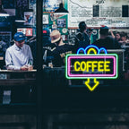 COFFEE – Rechteckiger Rahmen und Pfeil nach unten – LED-Leuchtschild (5 V USB)