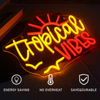 Tropical VIBES – Sonne und Vögel – LED-Neonschild (5 V USB)
