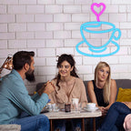 Kaffeetasse und Herz – LED-Leuchtschild (5 V USB)