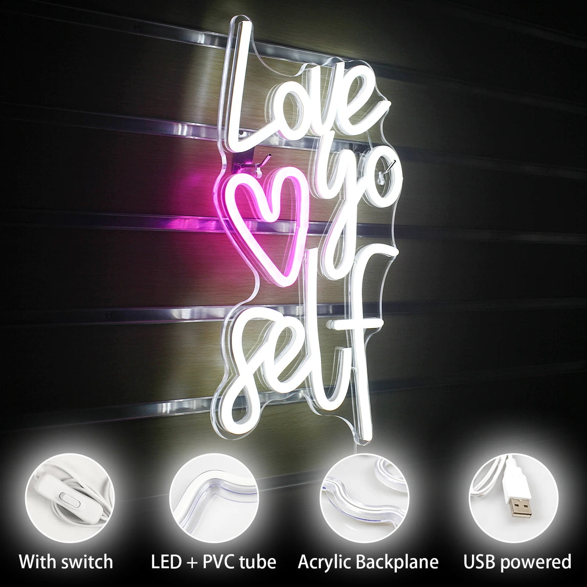 Love Yo Self 5V USB LED Neon Sign - Budget Friendly