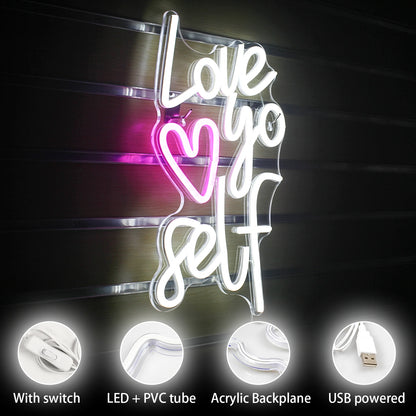 Love Yourself 5V Mini USB LED Neon Sign - Budget Friendly