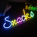 Snacks – Bunte Buchstaben – LED-Leuchtschild (5 V USB)