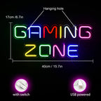GAMING ZONE – Bunte Buchstaben – LED-Neon-Schriftzug (5 V USB)