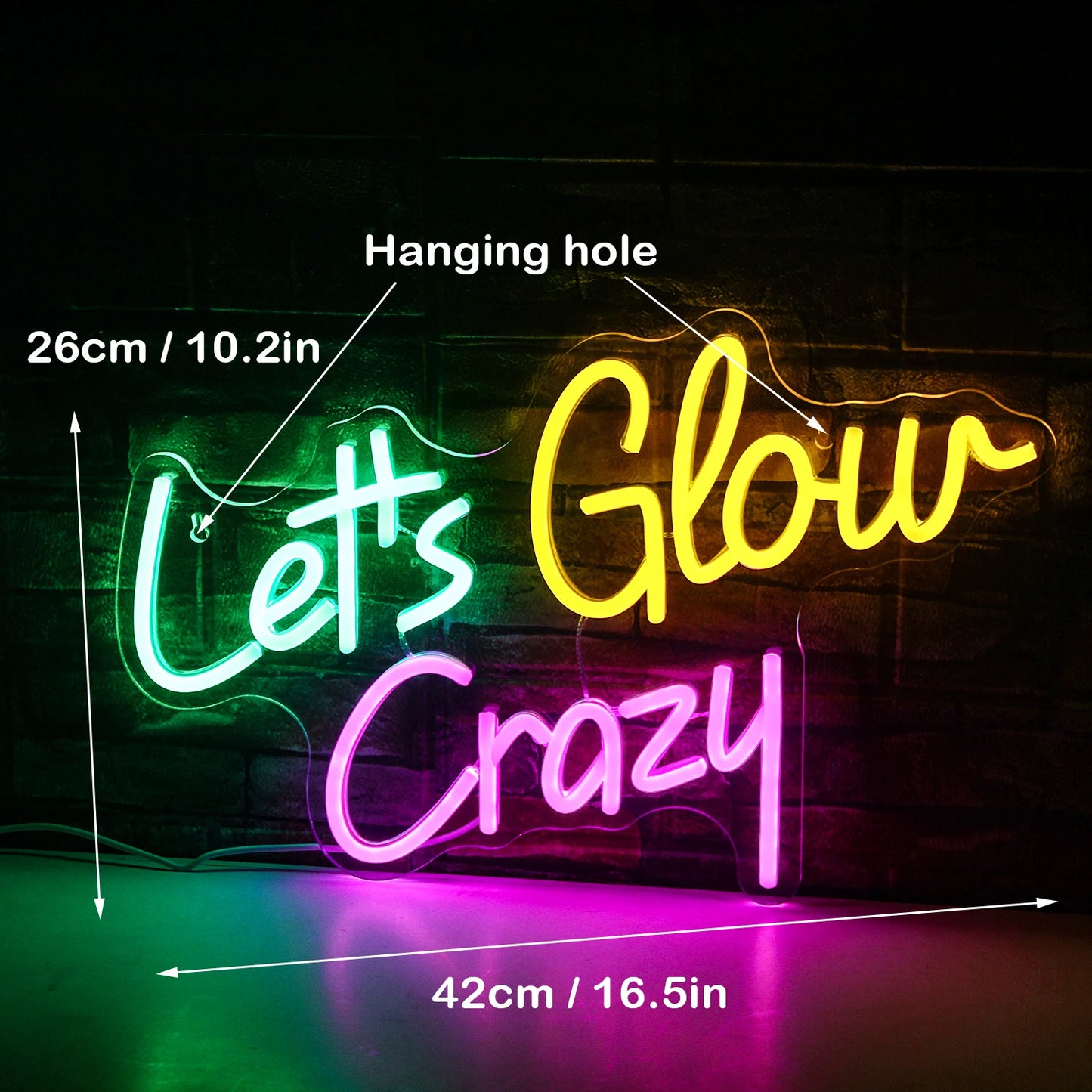 Let's Glow Crazy 5V Mini USB LED Neon Sign - Budget Friendly