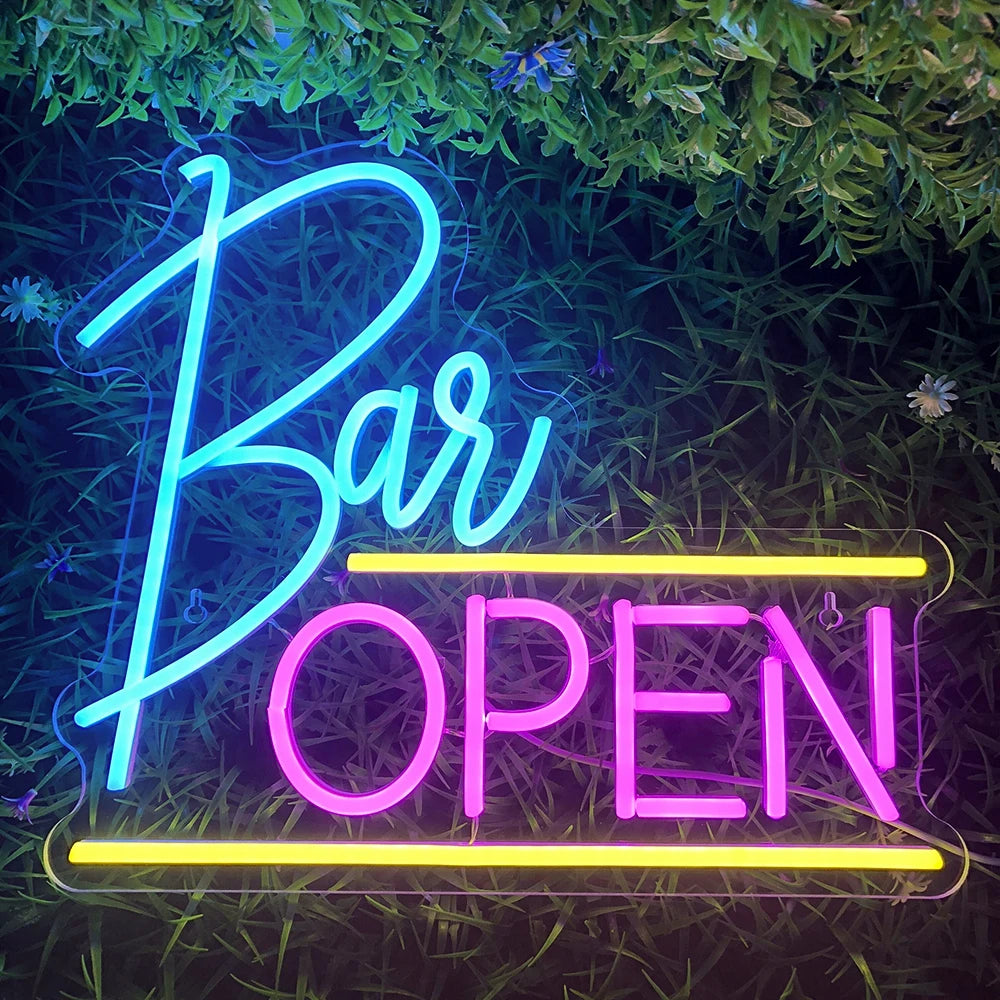 BAR OPEN – Waagerechte Linien – LED-Leuchtschild (5 V USB)