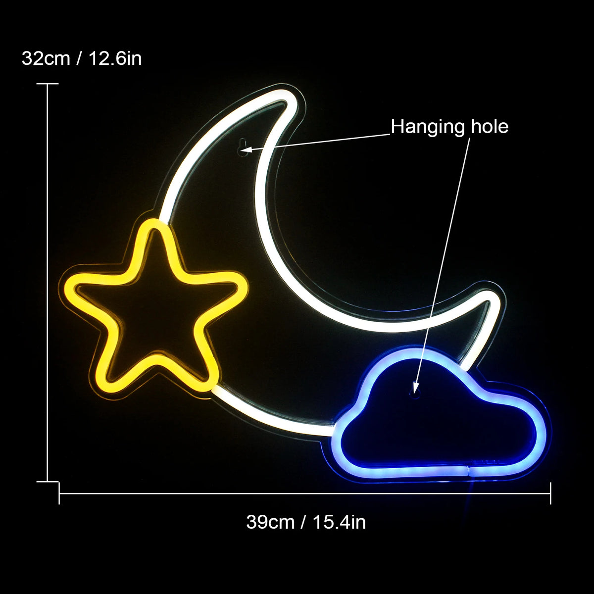 Mond und Stern – LED-Neonschild (5 V USB)