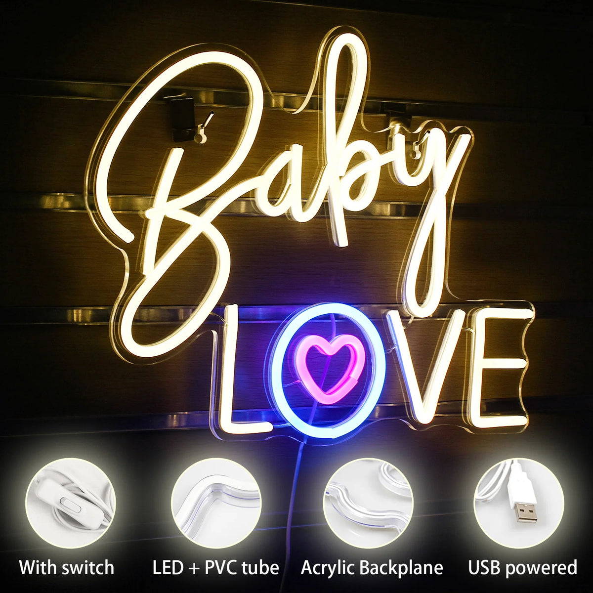 Baby Love 5V USB LED Leuchtschild - Preisgünstig
