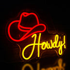 Howdy! – Cowboyhut – LED-Neonschild (5 V USB)