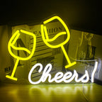 Cheers! – Anstoßende Weingläser – LED-Leuchtschild (5 V USB)
